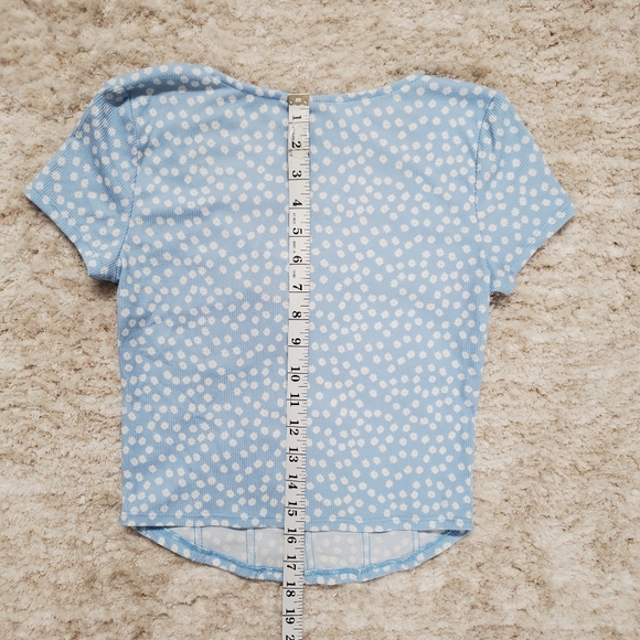 Blue Rib-Knit Crop Top - Picture 2 of 5